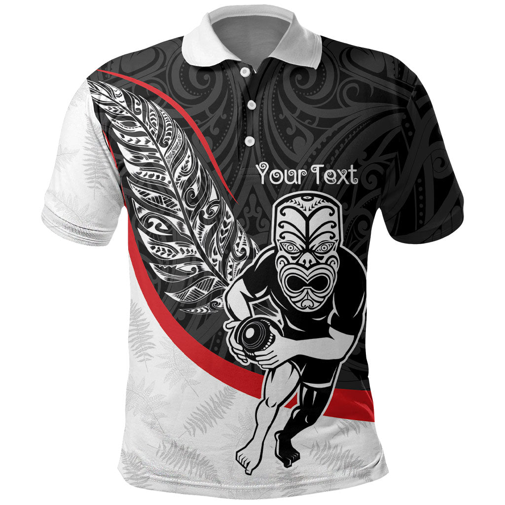 Personalised Aotearoa Lawn Bowls Polo Shirt Maori Warrior and Silver Fern Sporty Style