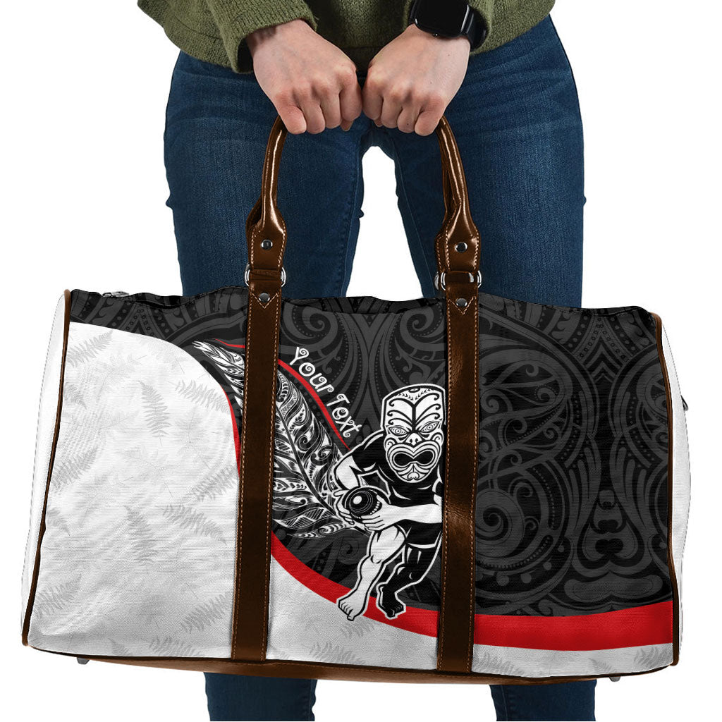 Personalised Aotearoa Lawn Bowls Travel Bag Maori Warrior and Silver Fern Sporty Style LT03 Black - Polynesian Pride