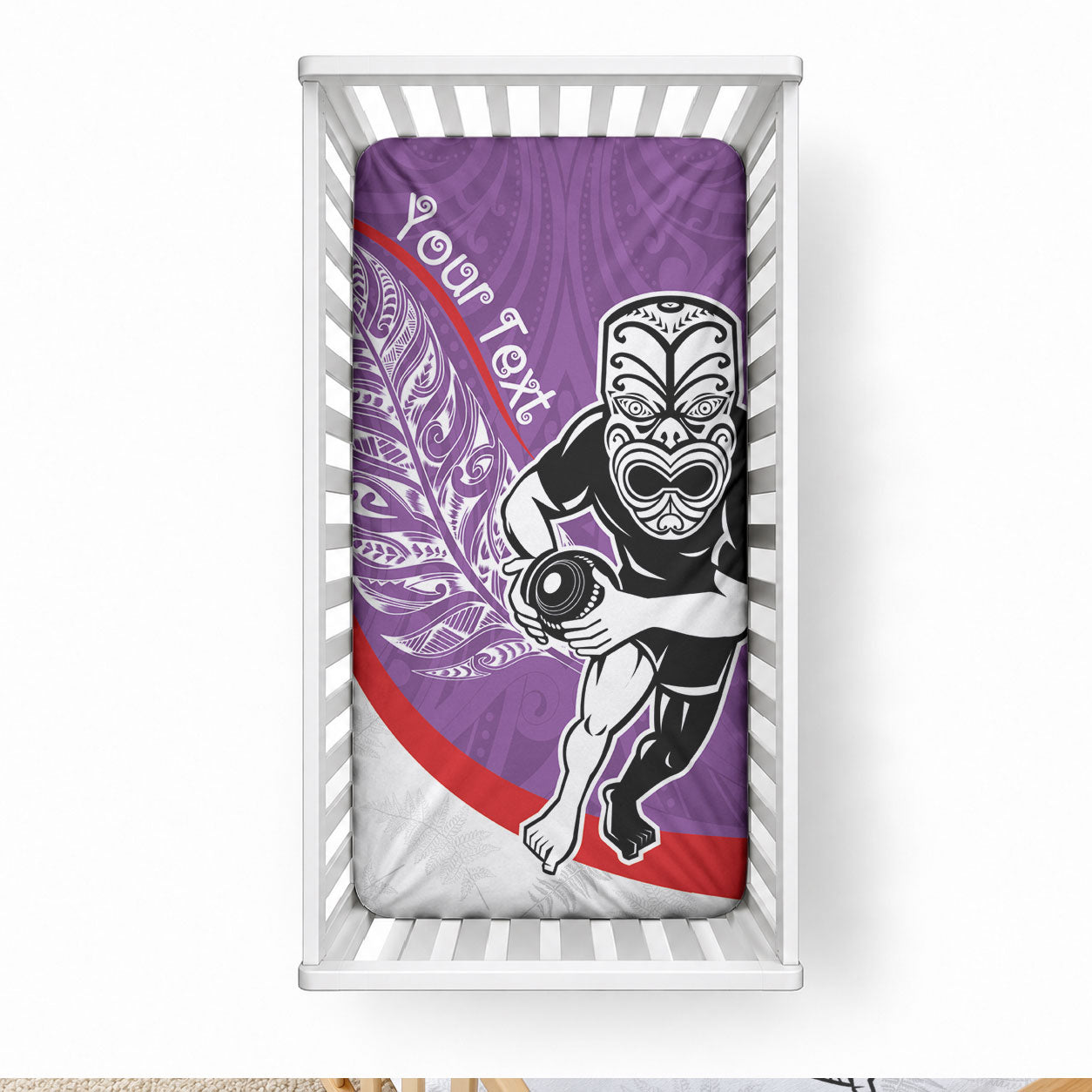 Personalised Aotearoa Lawn Bowls Baby Bed Cover Maori Warrior and Silver Fern Sporty Style Purple LT03 28 × 52 in Purple - Polynesian Pride