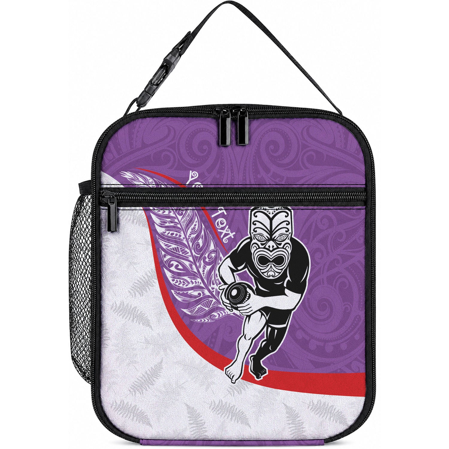 Personalised Aotearoa Lawn Bowls Lunch Bag Maori Warrior and Silver Fern Sporty Style Purple LT03 10.2 × 8.3 × 4.3 inch Purple - Polynesian Pride