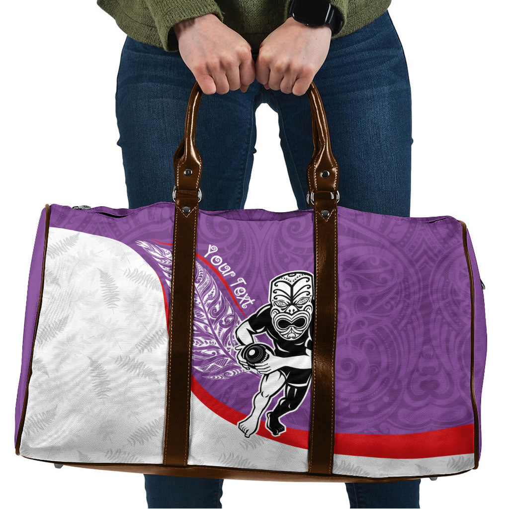 Personalised Aotearoa Lawn Bowls Travel Bag Maori Warrior and Silver Fern Sporty Style Purple LT03 Purple - Polynesian Pride
