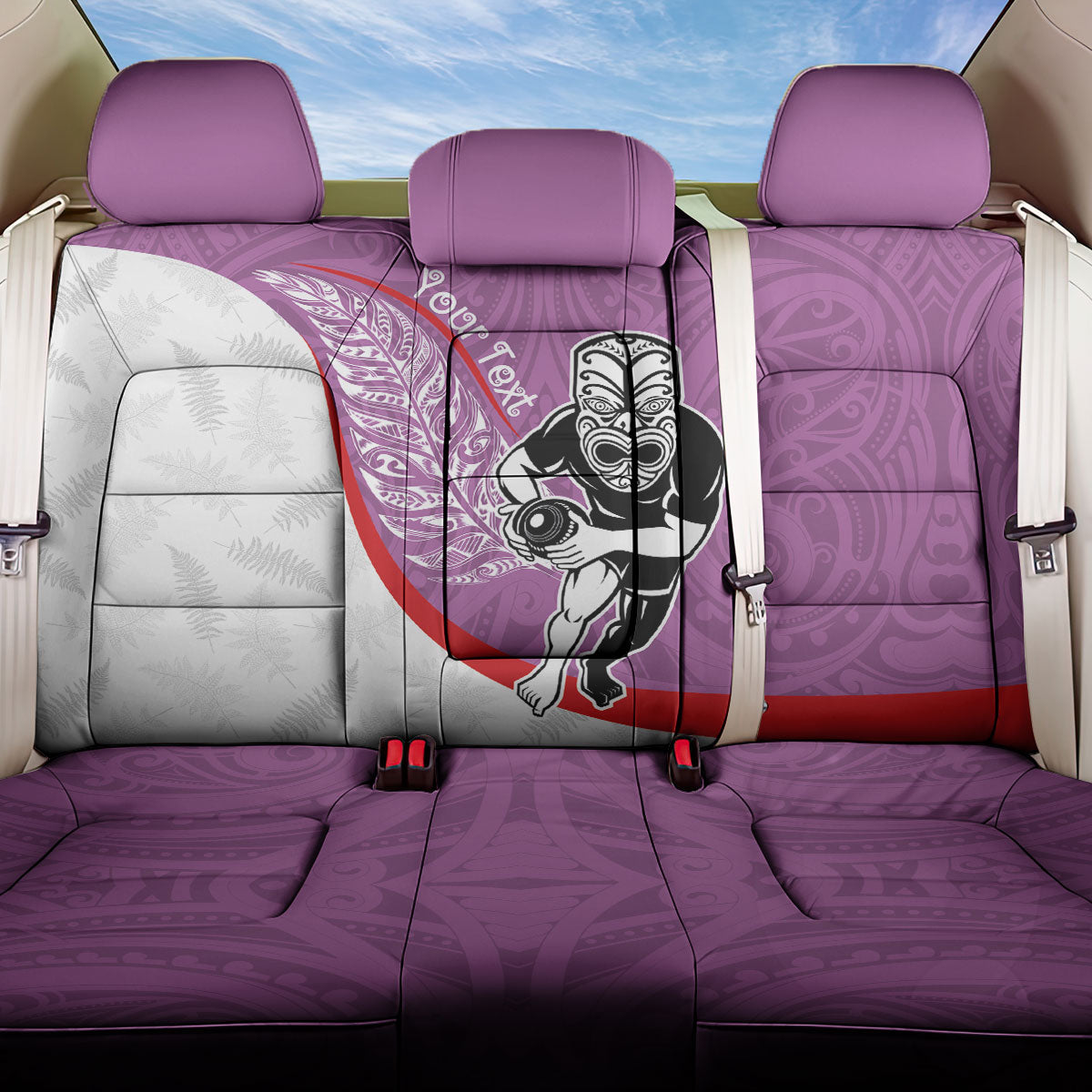 Personalised Aotearoa Lawn Bowls Back Car Seat Cover Maori Warrior and Silver Fern Sporty Style Pink LT03 One Size Pink - Polynesian Pride