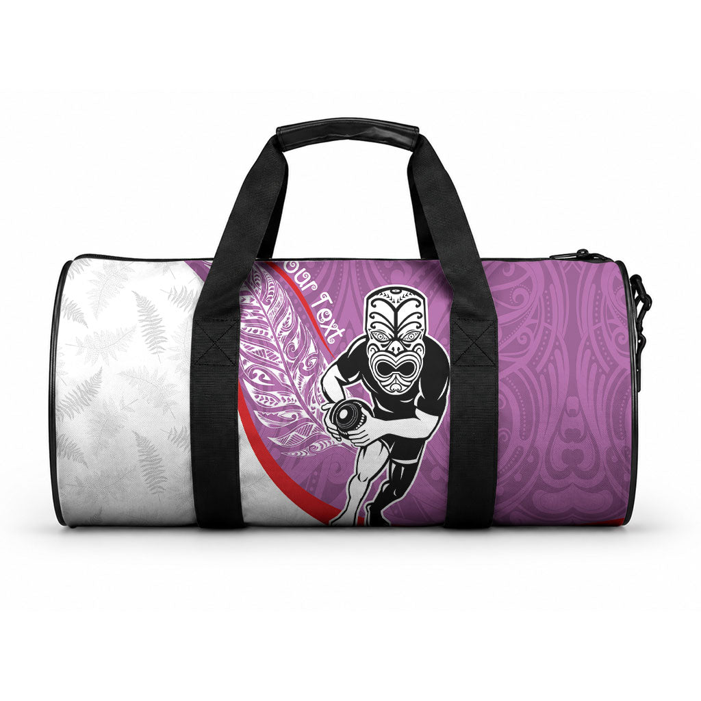 Personalised Aotearoa Lawn Bowls Duffle Bag Maori Warrior and Silver Fern Sporty Style Pink LT03 One size Pink - Polynesian Pride