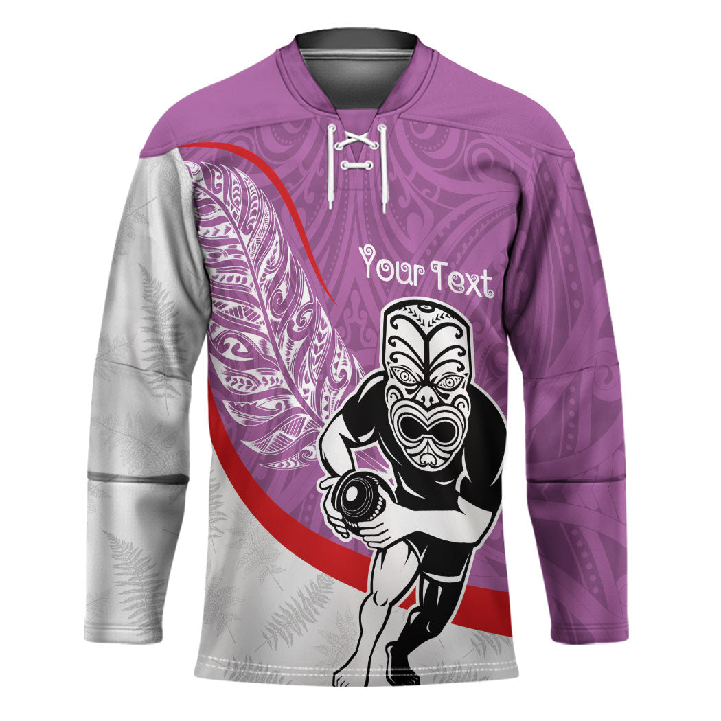 Personalised Aotearoa Lawn Bowls Hockey Jersey Maori Warrior and Silver Fern Sporty Style Pink LT03 Unisex Pink - Polynesian Pride