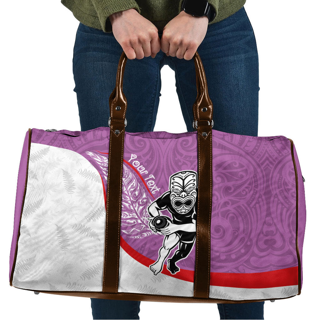 Personalised Aotearoa Lawn Bowls Travel Bag Maori Warrior and Silver Fern Sporty Style Pink LT03 Pink - Polynesian Pride