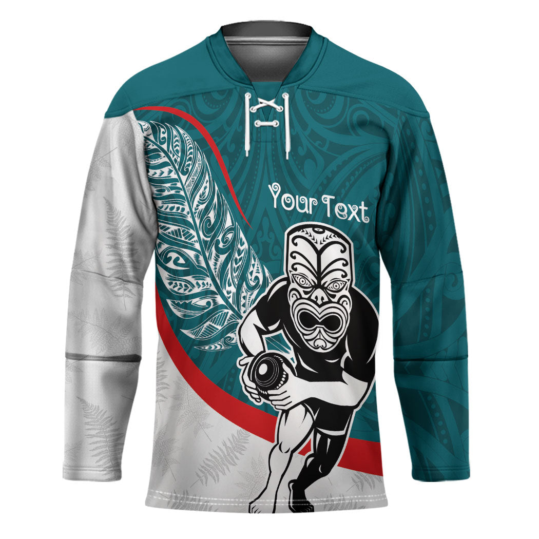 Personalised Aotearoa Lawn Bowls Hockey Jersey Maori Warrior and Silver Fern Sporty Style Teal LT03 Unisex Teal - Polynesian Pride