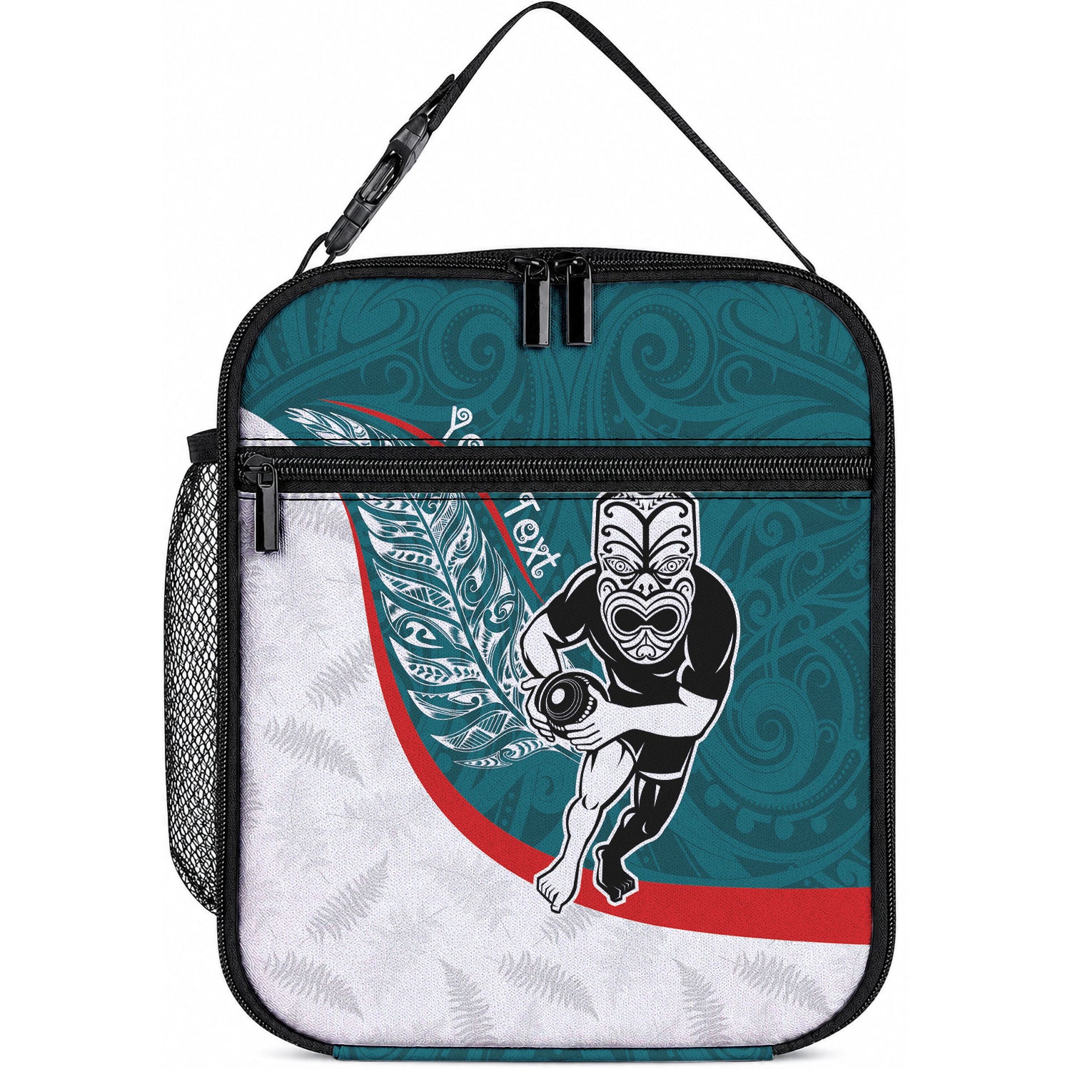 Personalised Aotearoa Lawn Bowls Lunch Bag Maori Warrior and Silver Fern Sporty Style Teal LT03 10.2 × 8.3 × 4.3 inch Teal - Polynesian Pride