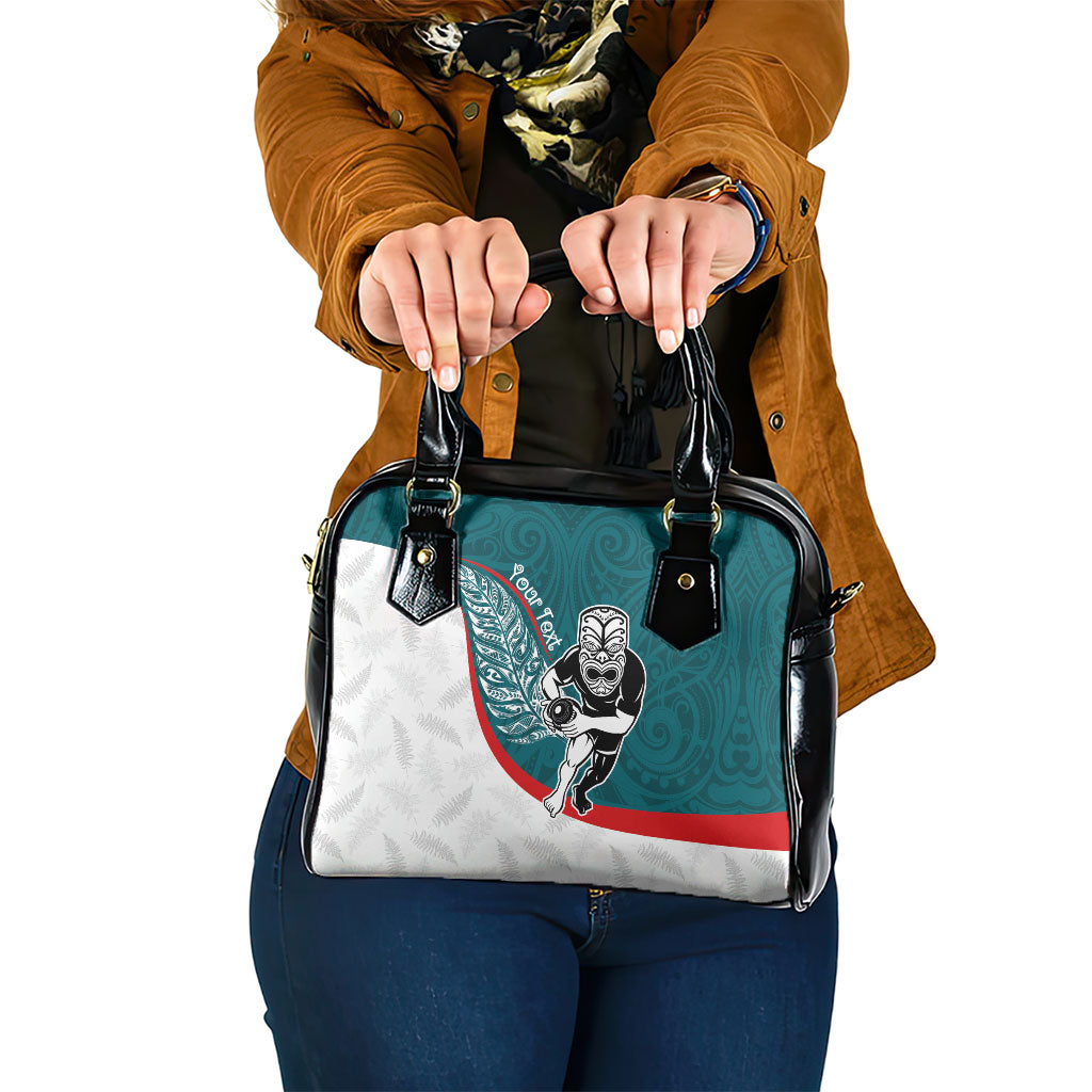 Personalised Aotearoa Lawn Bowls Shoulder Handbag Maori Warrior and Silver Fern Sporty Style Teal LT03 One Size Teal - Polynesian Pride