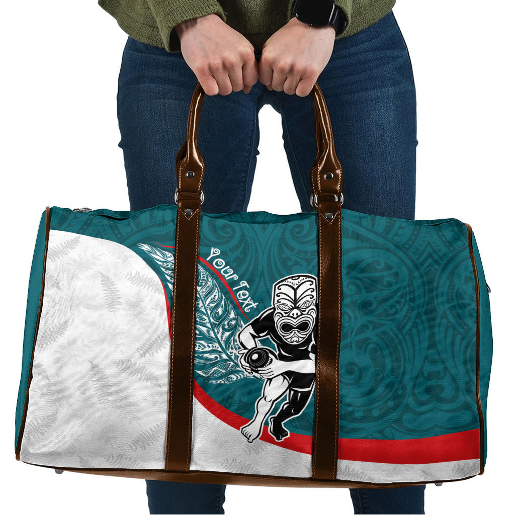 Personalised Aotearoa Lawn Bowls Travel Bag Maori Warrior and Silver Fern Sporty Style Teal LT03 Teal - Polynesian Pride