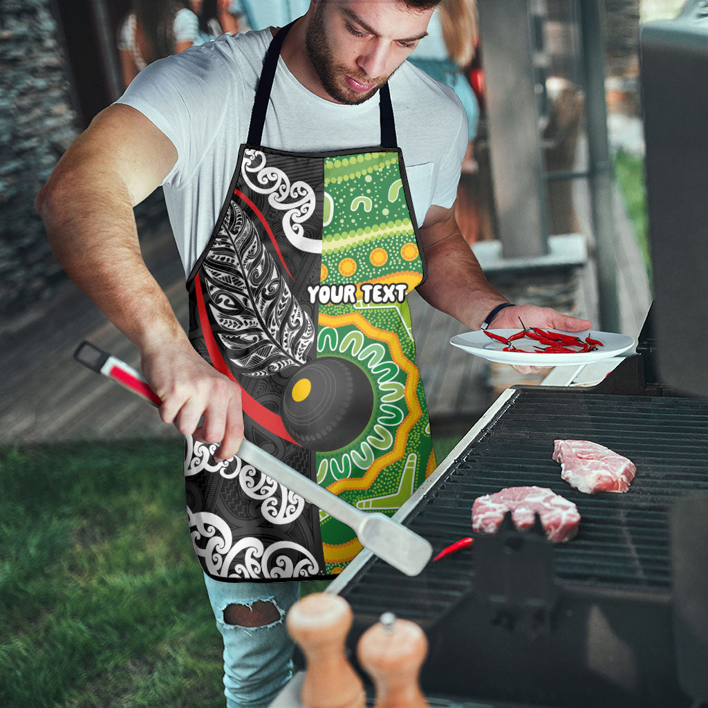 Personalised Aotearoa and Australia Lawn Bowls Apron Maori Fern and Aboriginal Pattern LT03 - Polynesian Pride