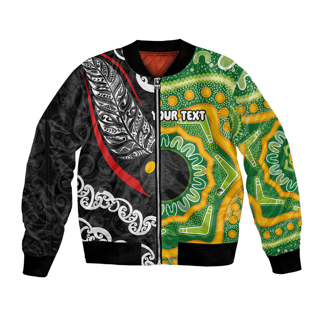 Personalised Aotearoa and Australia Lawn Bowls Bomber Jacket Maori Fern and Aboriginal Pattern LT03 Unisex Multicolor - Polynesian Pride