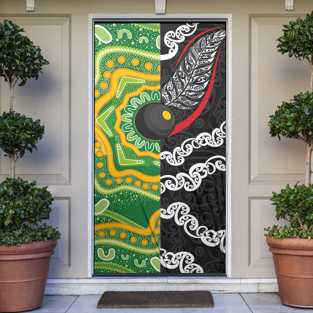 Aotearoa and Australia Lawn Bowls Door Cover Maori Fern and Aboriginal Pattern LT03 Multicolor - Polynesian Pride