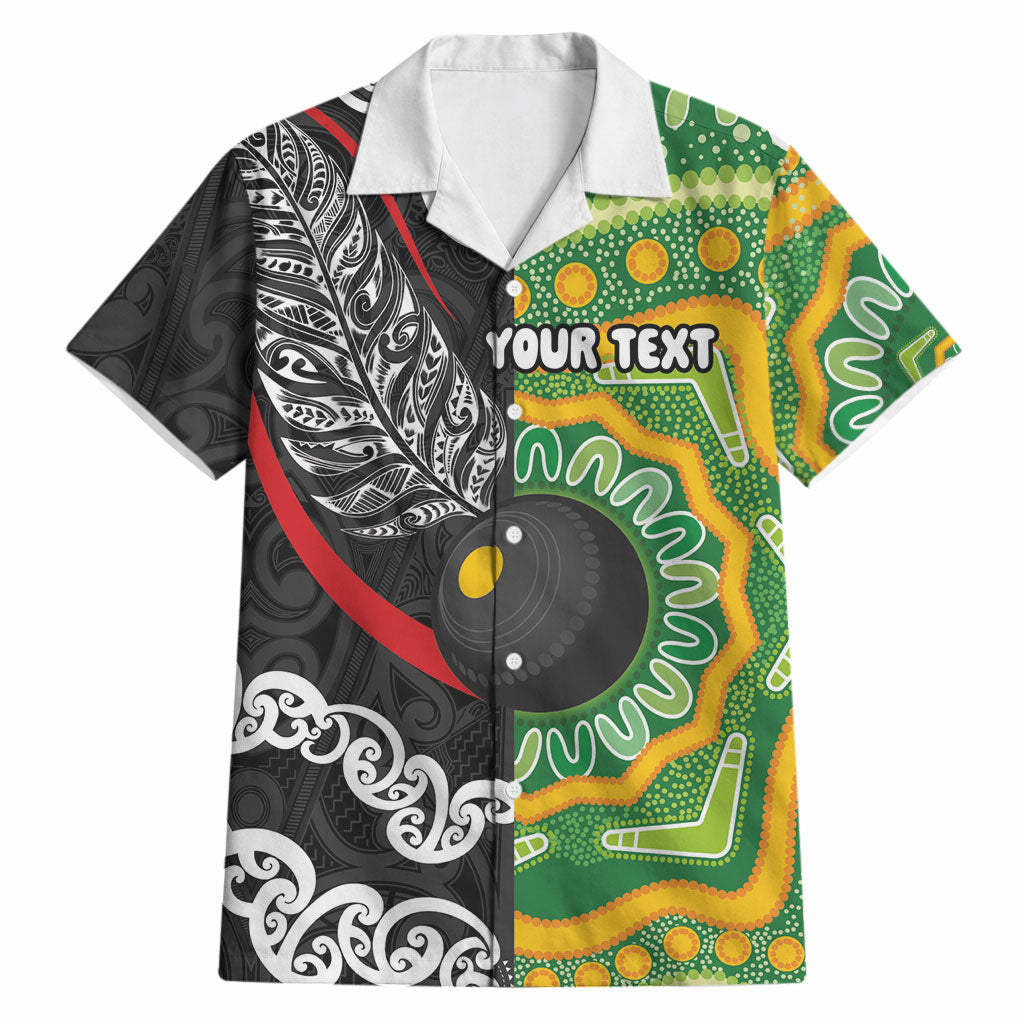 Personalised Aotearoa and Australia Lawn Bowls Hawaiian Shirt Maori Fern and Aboriginal Pattern LT03 Multicolor - Polynesian Pride