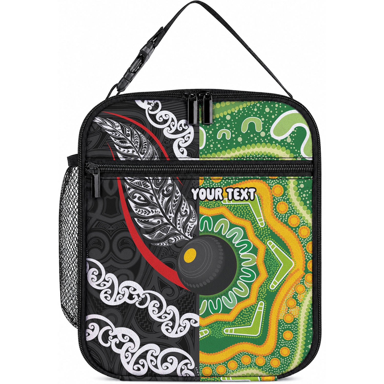 Personalised Aotearoa and Australia Lawn Bowls Lunch Bag Maori Fern and Aboriginal Pattern LT03 10.2 × 8.3 × 4.3 inch Multicolor - Polynesian Pride