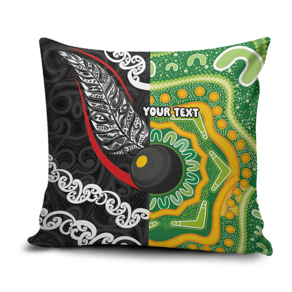 Personalised Aotearoa and Australia Lawn Bowls Pillow Cover Maori Fern and Aboriginal Pattern LT03 Multicolor - Polynesian Pride