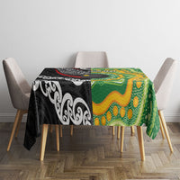 Personalised Aotearoa and Australia Lawn Bowls Tablecloth Maori Fern and Aboriginal Pattern LT03 - Polynesian Pride