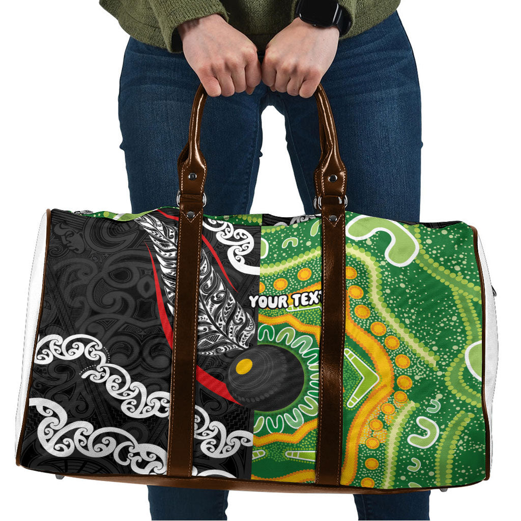Personalised Aotearoa and Australia Lawn Bowls Travel Bag Maori Fern and Aboriginal Pattern LT03 Multicolor - Polynesian Pride