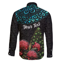 Personalized New Zealand Christmas Family Matching Long Sleeve Bodycon Dress and Hawaiian Shirt Maori Santa Pikorua and Pohutukawa Meri Kirihimete LT03 - Polynesian Pride