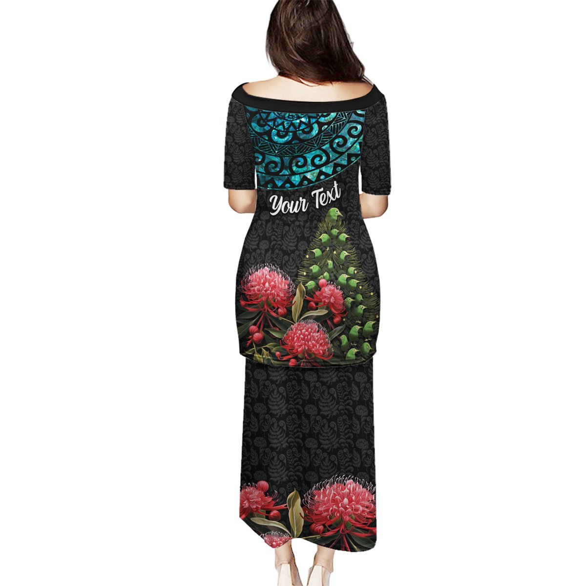 Personalized New Zealand Christmas Puletasi Maori Santa Pikorua and Pohutukawa Meri Kirihimete LT03 - Polynesian Pride