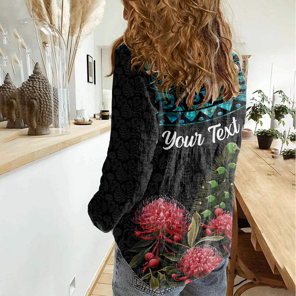 Personalized New Zealand Christmas Women Casual Shirt Maori Santa Pikorua and Pohutukawa Meri Kirihimete LT03 - Polynesian Pride
