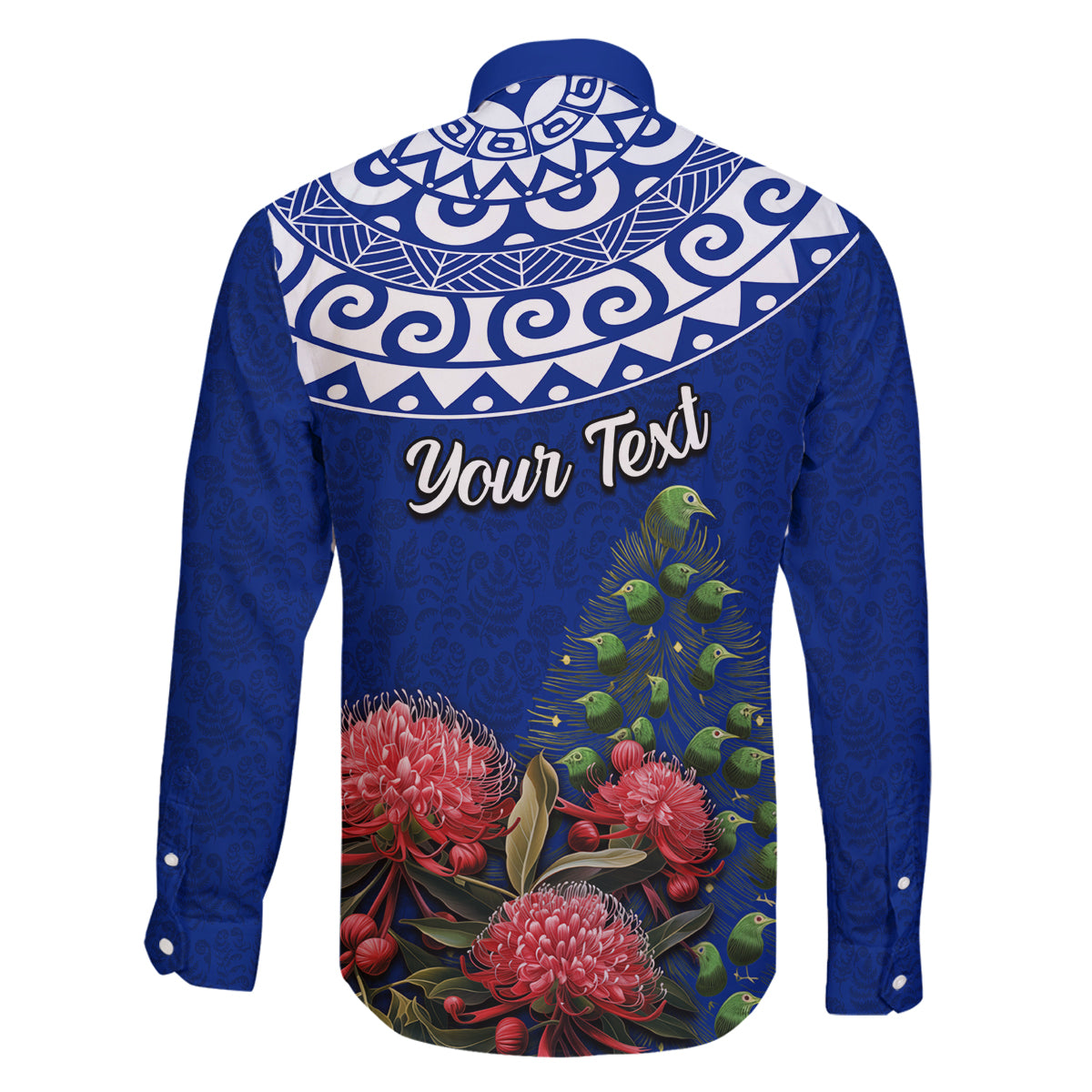 Personalized New Zealand Christmas Family Matching Off Shoulder Maxi Dress and Hawaiian Shirt Maori Santa Pikorua and Pohutukawa Meri Kirihimete Blue LT03 - Polynesian Pride