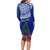 Personalized New Zealand Christmas Long Sleeve Bodycon Dress Maori Santa Pikorua and Pohutukawa Meri Kirihimete Blue LT03 - Polynesian Pride
