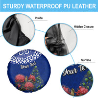 Personalized New Zealand Christmas Spare Tire Cover Maori Santa Pikorua and Pohutukawa Meri Kirihimete Blue LT03 - Polynesian Pride