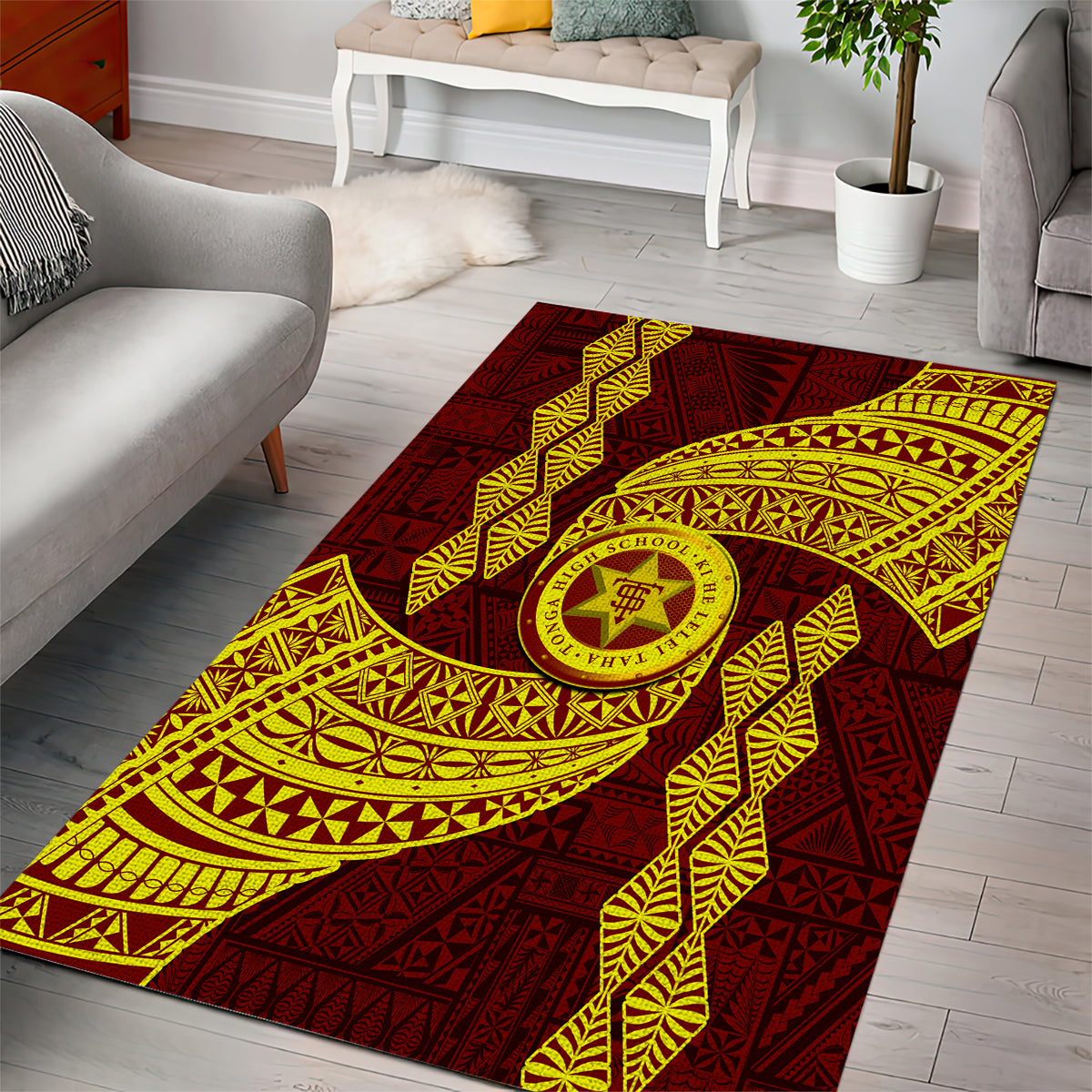 Tonga High School Area Rug Traditional Ngatu and Polynesian Pattern LT03 - Polynesian Pride