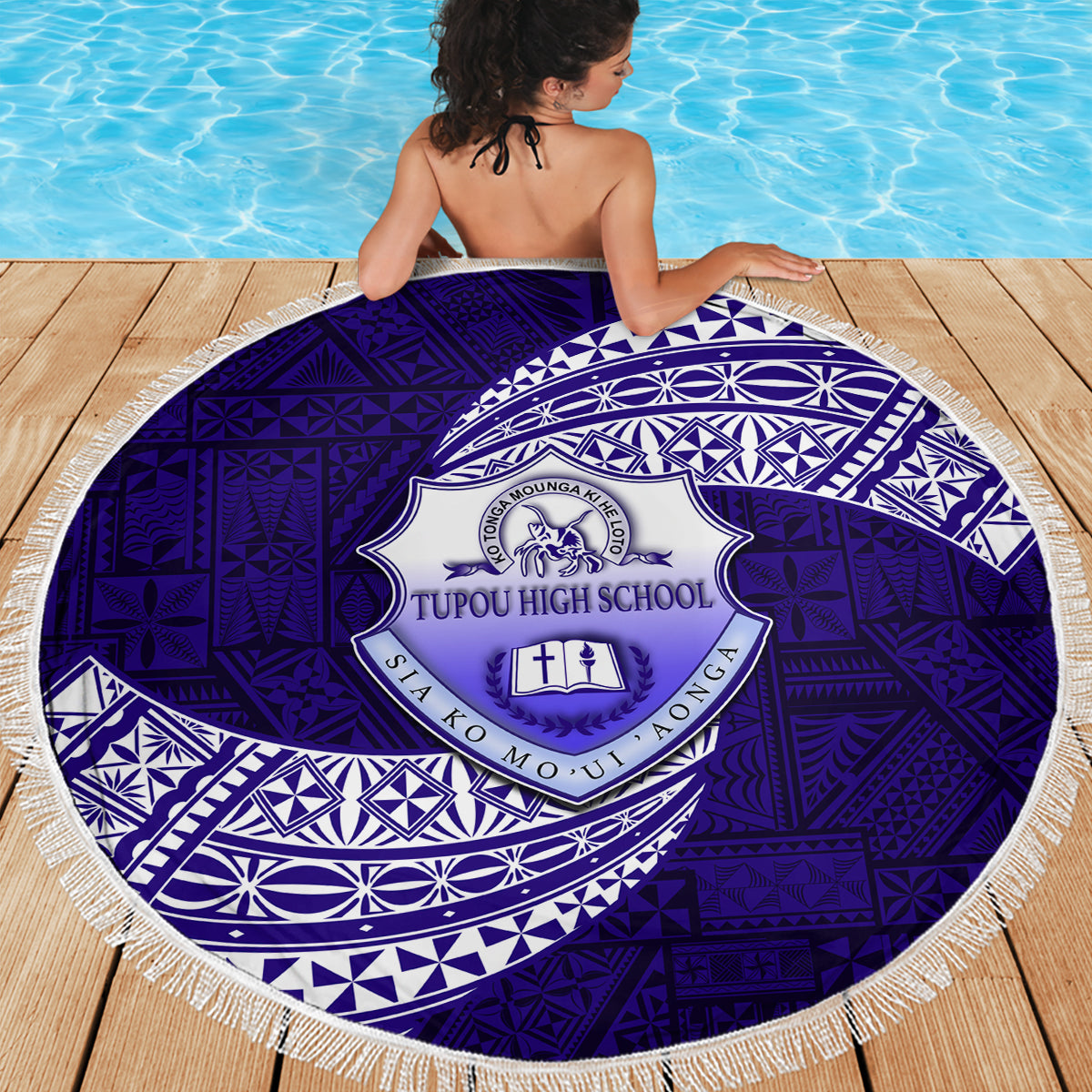 Tonga Tupou High School Beach Blanket Traditional Ngatu and Polynesian Pattern LT03 - Polynesian Pride