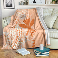Kanaka Maoli Tropical Flowers with Kakau Tribal Blanket Peach Fuzz Color LT03 - Polynesian Pride