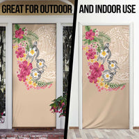 Hawaiian Tropical Flowers and Tribal Turtles Door Cover Polynesian Art Motifs Beige Color LT03 - Polynesian Pride