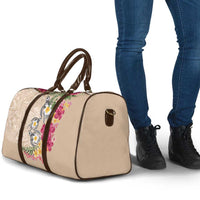 Hawaiian Tropical Flowers and Tribal Turtles Travel Bag Polynesian Art Motifs Beige Color LT03 - Polynesian Pride