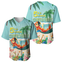 Aloha Hawaii It's 5 o'clock Somewhere Baseball Jersey Chill Parrot on Beach with Tropical Plants - Polynesian Pride