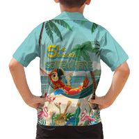 Aloha Hawaii It's 5 o'clock Somewhere Hawaiian Shirt Chill Parrot on Beach with Tropical Plants - Polynesian Pride