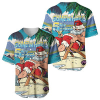 Mele Kalikimaka Hawaii It's 5 o'clock Somewhere Baseball Jersey Funny Lazy Santa Claus Chilling with Cocktail - Polynesian Pride
