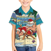 Mele Kalikimaka Hawaii It's 5 o'clock Somewhere Hawaiian Shirt Funny Lazy Santa Claus Chilling with Cocktail - Polynesian Pride