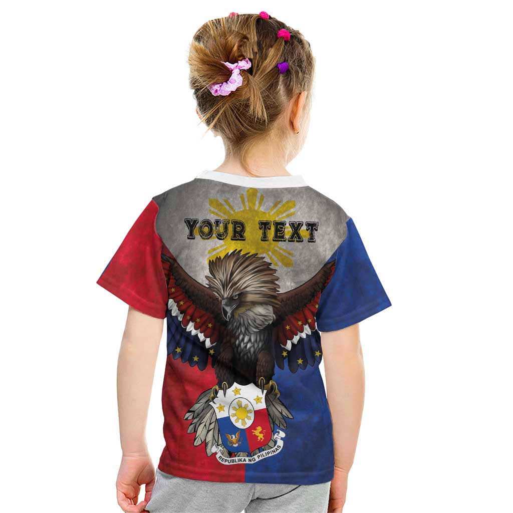 Custom Philippines World Champion Boxing Kid T Shirt Eagle-Grunge Design - Polynesian Pride