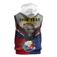 Custom Philippines World Champion Boxing Sleeveless Hoodie Eagle-Grunge Design - Polynesian Pride