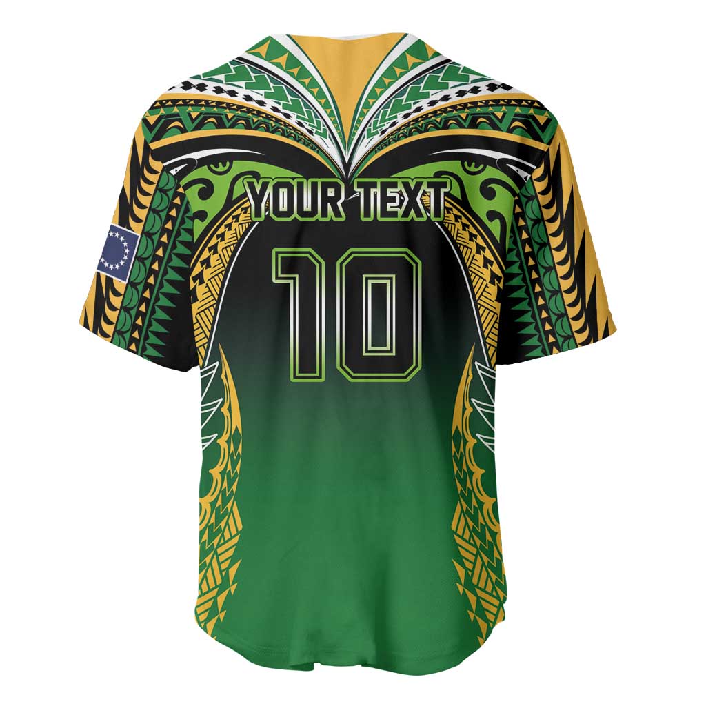 Custom Cook Islands Rugby League Baseball Jersey Avaiki Tatau Tribal Motifs Black Color - Polynesian Pride