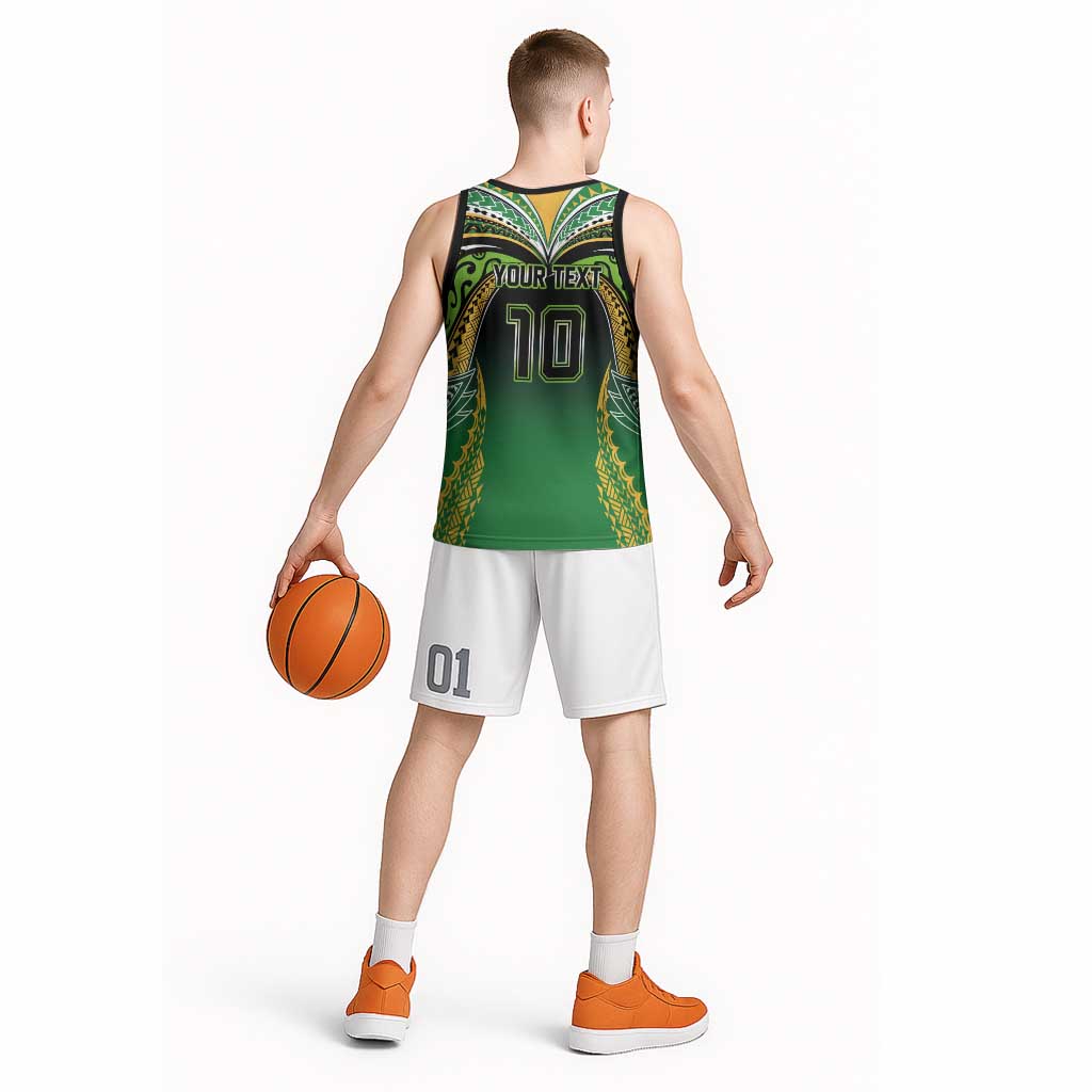 Custom Cook Islands Rugby League Basketball Jersey Avaiki Tatau Tribal Motifs Black Color LT03 - Polynesian Pride