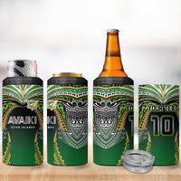 Custom Cook Islands Rugby League 4 in 1 Can Cooler Tumbler Avaiki Tatau Tribal Motifs Black Color LT03 - Polynesian Pride