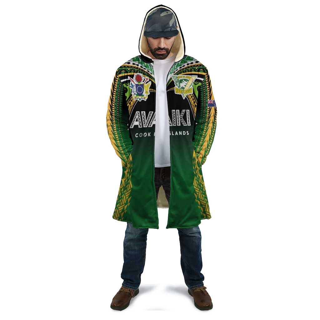 Custom Cook Islands Rugby League Cloak Avaiki Tatau Tribal Motifs Black Color - Polynesian Pride