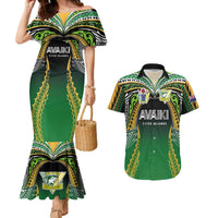 Custom Cook Islands Rugby League Couples Matching Mermaid Dress and Hawaiian Shirt Avaiki Tatau Tribal Motifs Black Color LT03 Black - Polynesian Pride
