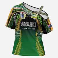 Custom Cook Islands Rugby League Cross Shoulder Shirt Avaiki Tatau Tribal Motifs Black Color LT03 Female Black - Polynesian Pride