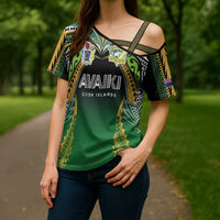Custom Cook Islands Rugby League Cross Shoulder Shirt Avaiki Tatau Tribal Motifs Black Color LT03 - Polynesian Pride