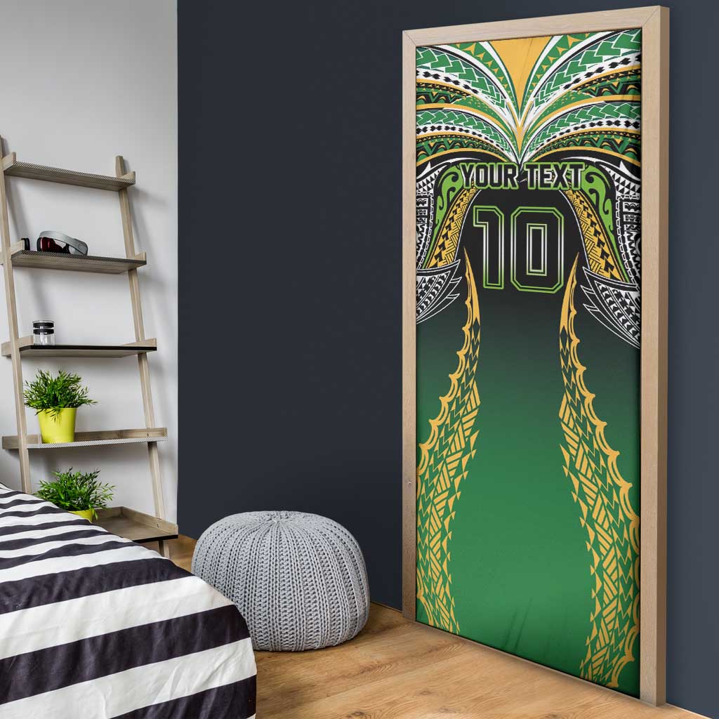Custom Cook Islands Rugby League Door Cover Avaiki Tatau Tribal Motifs Black Color LT03 - Polynesian Pride