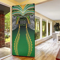 Custom Cook Islands Rugby League Door Cover Avaiki Tatau Tribal Motifs Black Color LT03 - Polynesian Pride