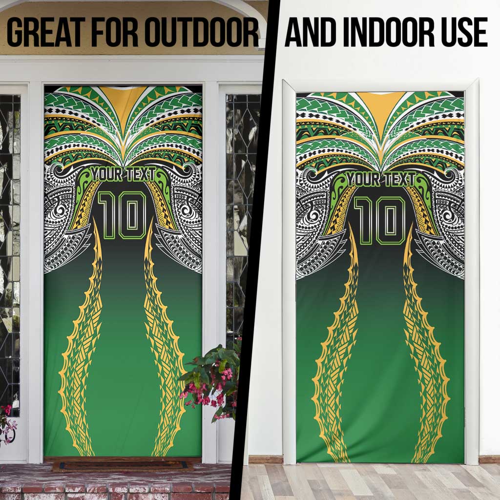 Custom Cook Islands Rugby League Door Cover Avaiki Tatau Tribal Motifs Black Color LT03 - Polynesian Pride