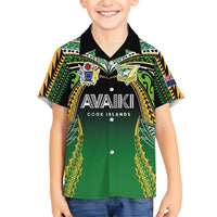 Custom Cook Islands Rugby League Family Matching Mermaid Dress and Hawaiian Shirt Avaiki Tatau Tribal Motifs Black Color LT03 Son's Shirt Black - Polynesian Pride