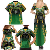 Custom Cook Islands Rugby League Family Matching Summer Maxi Dress and Hawaiian Shirt Avaiki Tatau Tribal Motifs Black Color LT03 - Polynesian Pride